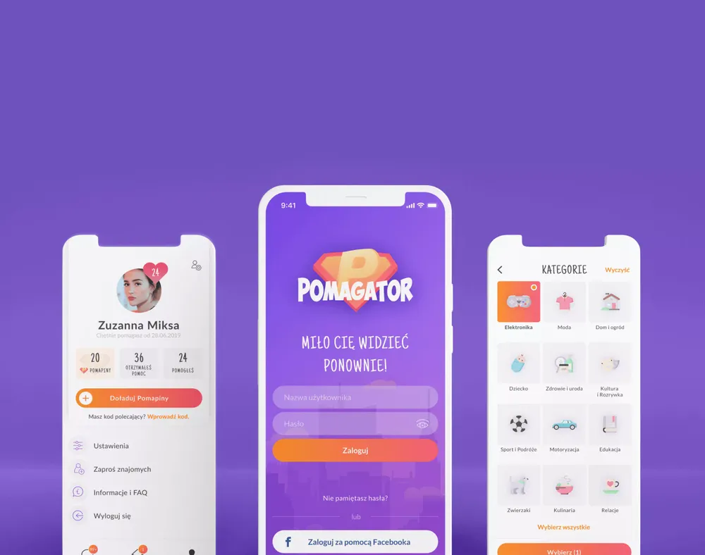 pomagator mobile view