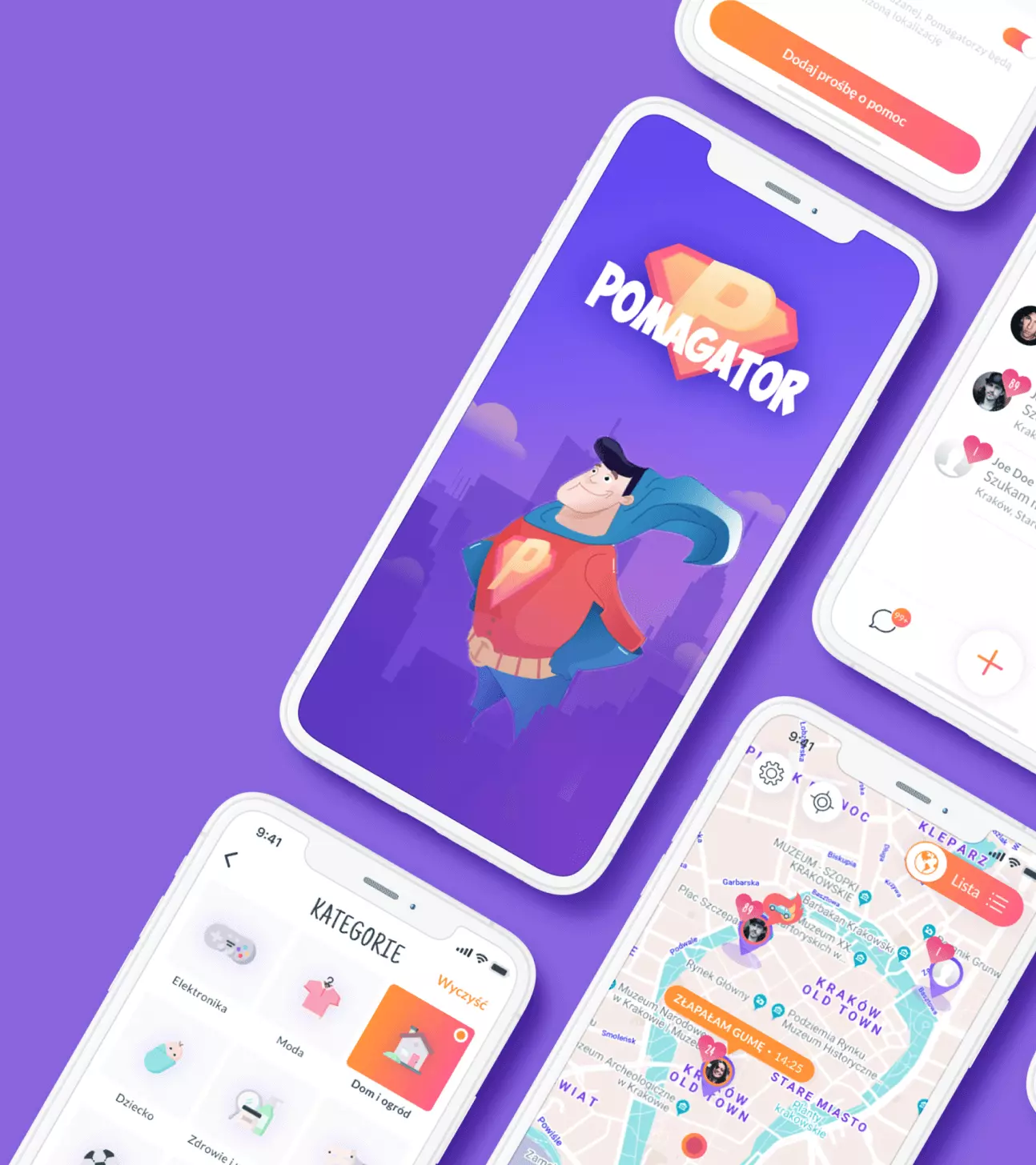 pomagator view on mobile