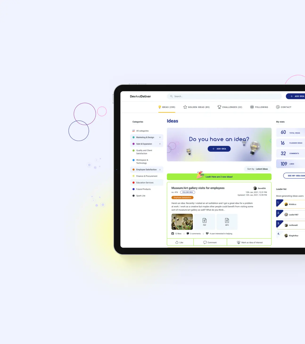 Spark view on tablet